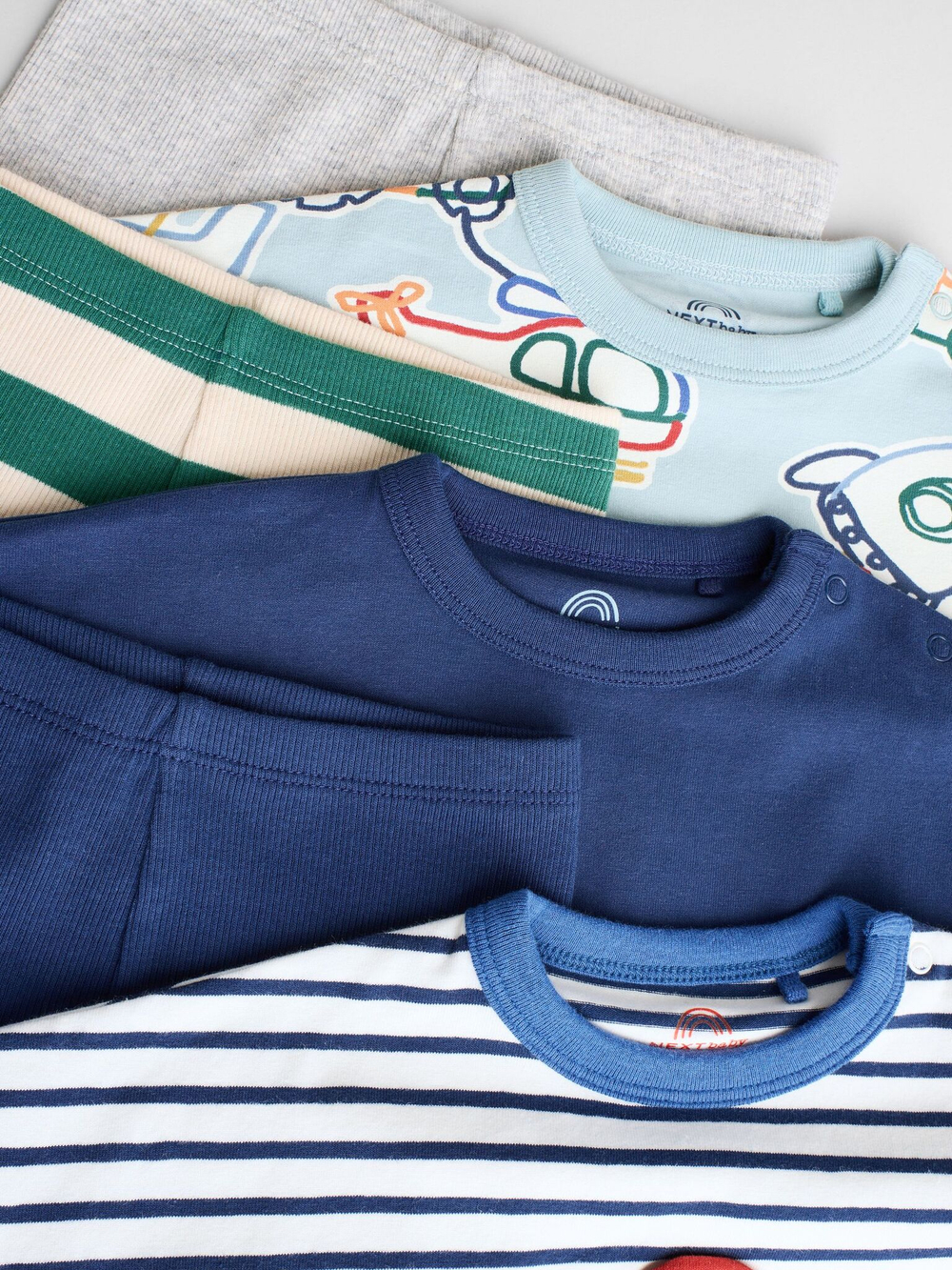 Лонгслив и легинсы в комплекте для малышей Next E48-114, 3 шт., Синий, Голубой, Серый