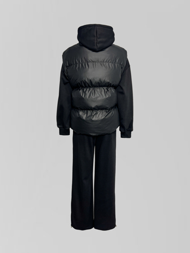 Спортивный костюм-тройка 23367 из зип-кофты, прямых штанов на кулиске и жилета