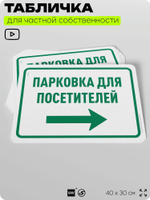 Табличка для частной территории "Парковка для посетителей", на дом, для участка, организаций и частных территорий, предупреждающая, 40х30 см, Silver Plane x Айдентика Технолоджи