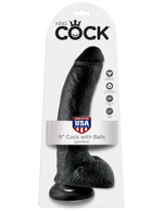 Чёрный фаллоимитатор 9" Cock with Balls - 22,9 см.