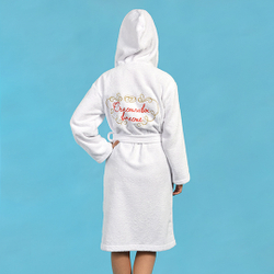 Женский махровый халат с капюшоном Премиум