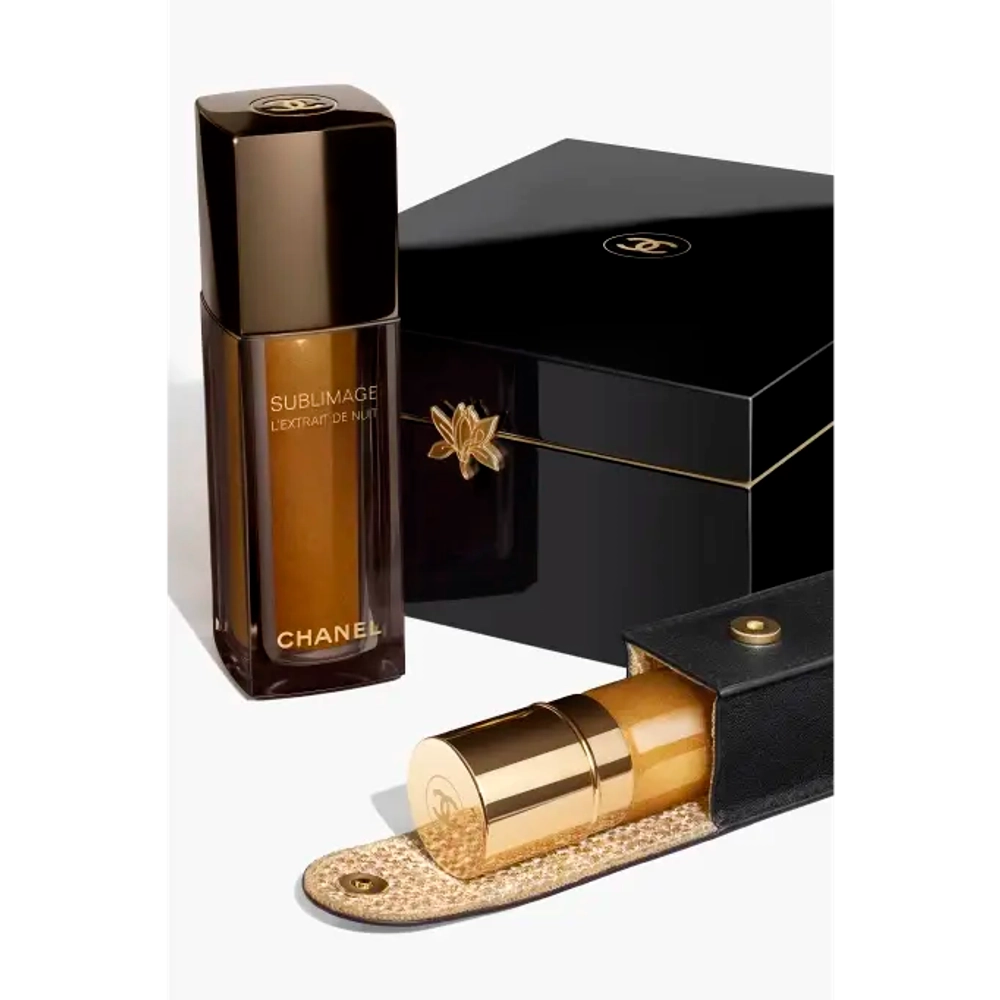 Набор – ночная сыворотка + рефилл в кожаном футляре с твидом CHANEL SUBLIMAGE L’EXTRAIT DE NUIT limited edition