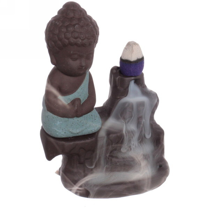 Подставка под стелющиеся благовония Будда на скале в бирюзовом одеянии 8x5,5x11,5 см