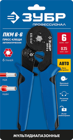 ЗУБР ПКМ-6, 0.25 - 6 мм2, мультидиапазонные пресс-клещи, Профессионал (22654)