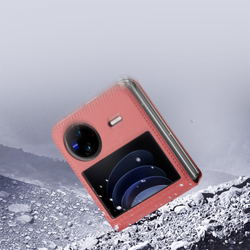 Чехол розового цвета с премиальной искусственной кожи для Vivo X Flip, серия Bril Series от Dux Ducis