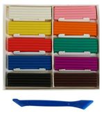 Пластилин классический BRAUBERG "АКАДЕМИЯ", 10 цветов, 200 г, со стеком, картонная упаковка, 103255