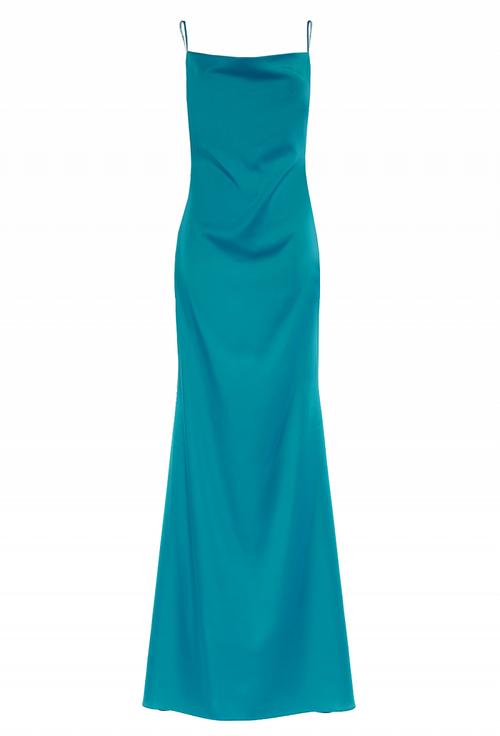 Платье в пол на лямках изумрудное 27-19 SS