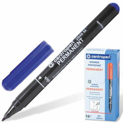 Маркер перманентный 1мм СENTROPEN тонкий наконечник 150206 синий