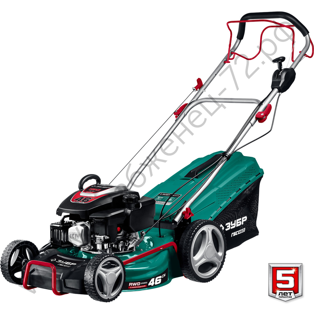 ЗУБР 460 мм, 4.5 л.с., бензиновая самоходная газонокосилка (ГБС-460)