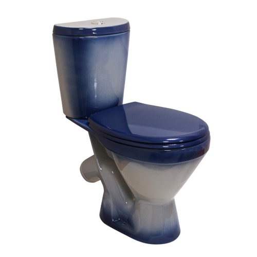 Унитаз-компакт "ЭЛЕГАНТ" синий (косой, нижн, сид.полип., арм) (Rosa)