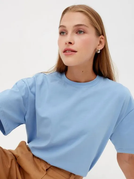 Футболка женская MINAKU: Оversize, цвет голубой, р-р 42