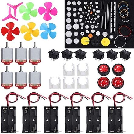 Набор робототехники и конструирования двигателей, колес, шестерней, направляющих, вентиляторов 3V