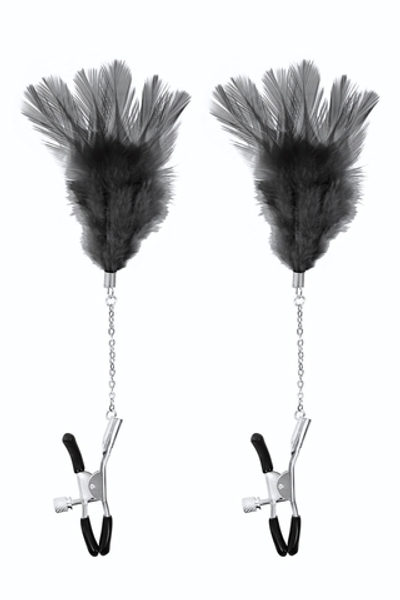 Зажимы для сосков с черными перьями Sweet Caress Feather Nipple Clumps (Цвет: черный)
