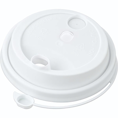 Крышка для стакана одноразовая с питейником[50шт];пластик;D=9,H=2см;белый,матовый (Цвет: белый)