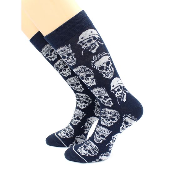 Носки с принтом "Черепа" темно-синие Hobby Line