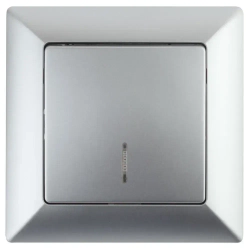 Выключатель Intro Solo 4-102-03 одноклавишный с подсветкой 10А-250В IP20 СУ алюминий