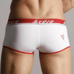 Белые трусы-хипсы с красной резинкой и надписью Movere (Размер: L) (Цвет: белый с красным)