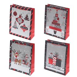 GAEM Пакет подарочный (бумага 210г/м2, блок 12шт), L26 W10 H32 см, 4в.