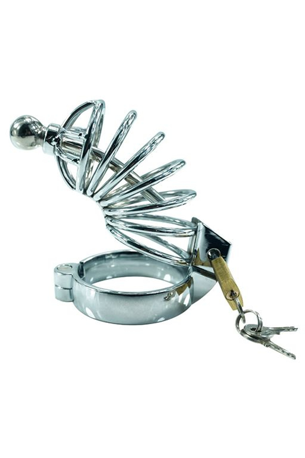 Пояс верности с вкручивающейся открытой уретральной струной (Цвет: серебристый)