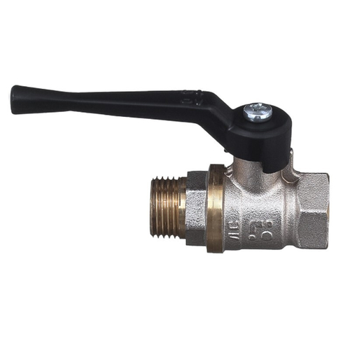 Кран латунный шаровой БАЗ.А31.0, 11Б27п1, DN 20, PN 40, никелированный, муфта-штуцер, рычаг