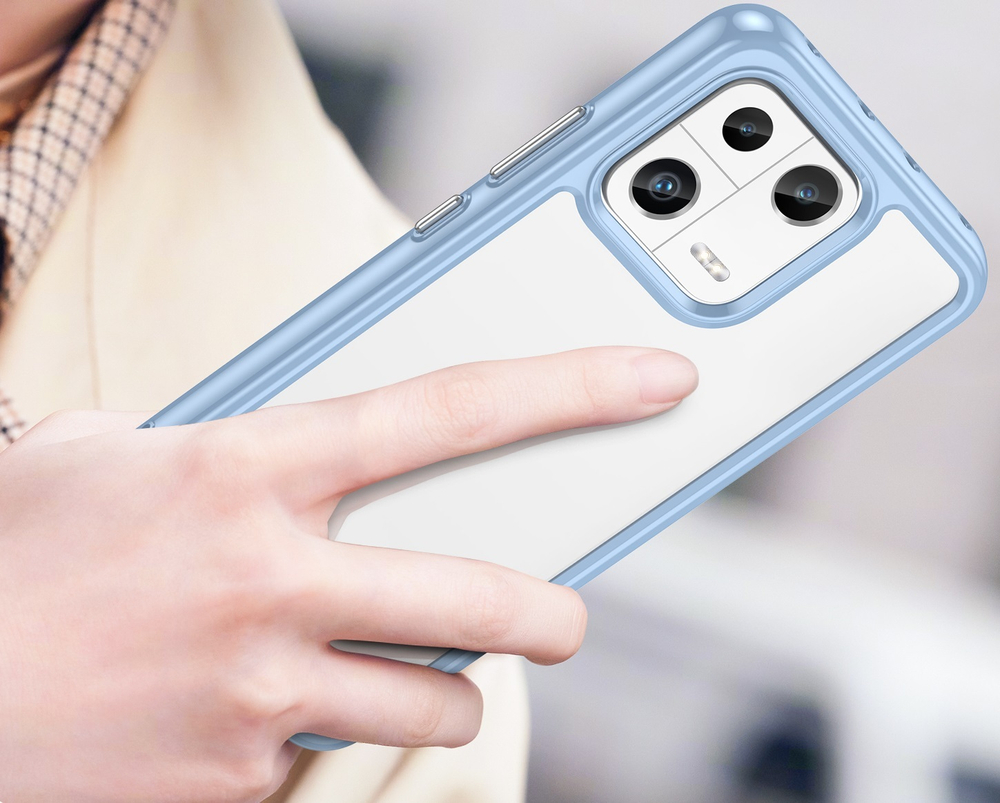 Усиленный защитный чехол с синими рамками для смартфона Xiaomi 13, мягкий отклик кнопок