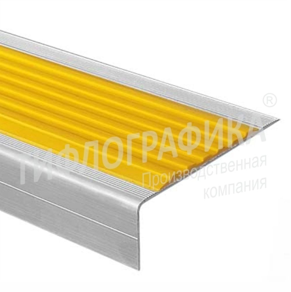 Накладка на ступень, угловая, 25х71х1000 мм в алюминиевом профиле с противоскользящей вставкой