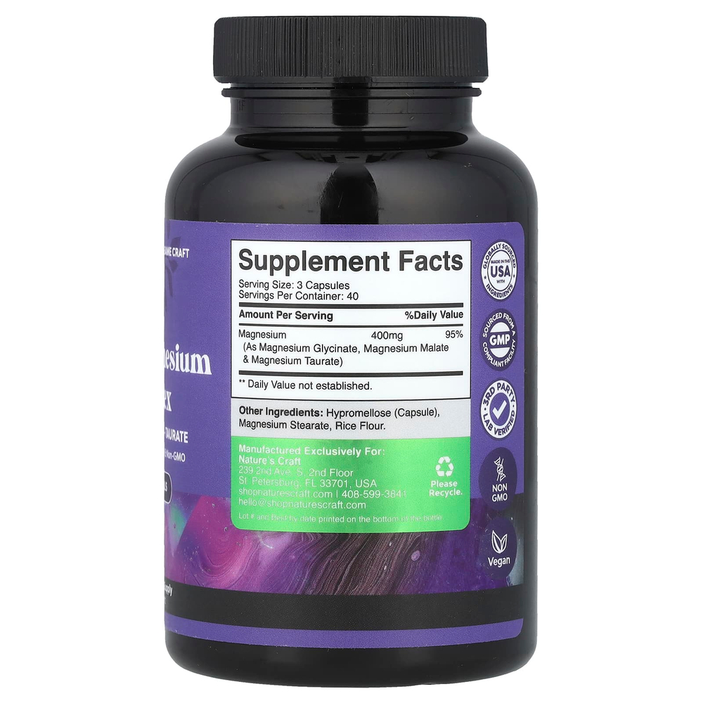 Nature's Craft, Тройной комплекс магния, 120 капсул (133 мг в капсуле)