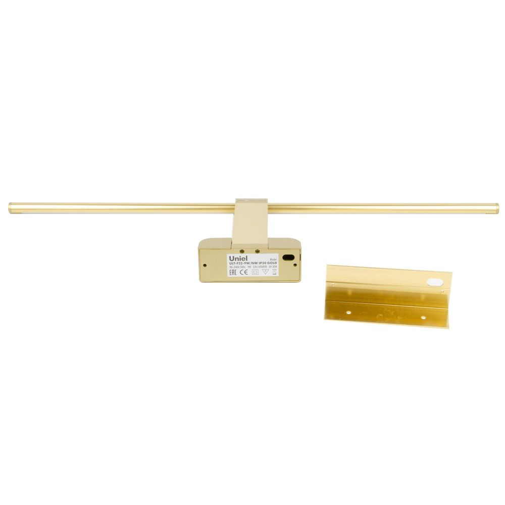 ULT-F32-9W-NW IP20 GOLD Светильник светодиодный для подсветки картин и зеркал. 220V. Белый свет. Корпус алюминий. Золотистый. TM Uniel
