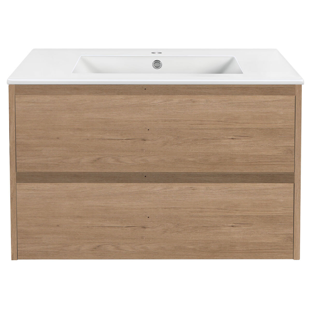 База под раковину Gio 800 подвесная, 2 выкатных ящика soft-close, N.Oak