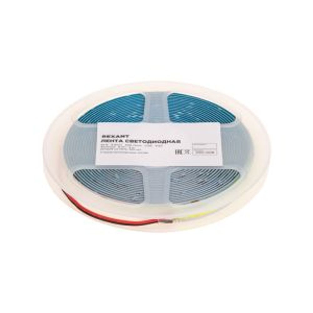 Лента светодиодная 24В, COB 8Вт/м, 320 LED/м, зеленый, 8мм, 5м, IP20 REXANT