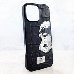 Премиум чехол iPhone авиация из ювелирного сплава - Euphoria HM Premium Fighter bomber - натуральная кожа, металл