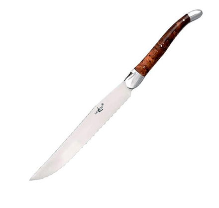 Bread knife, 2 stainless steel bolsters,Thuya handle