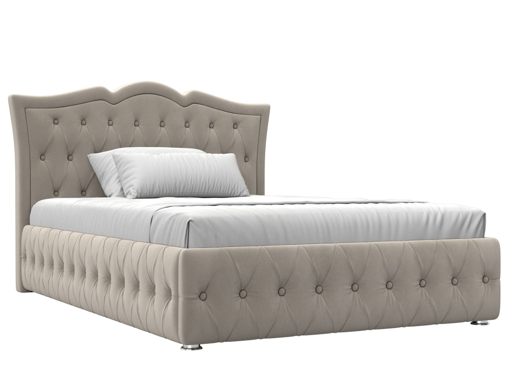 Кровать интерьерная Герда 140, Бежевый, Микровельвет, 28176