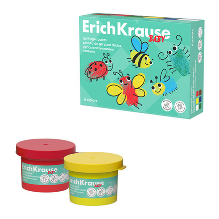 Краски пальчиковые гелевые 6 цветов ErichKrause 61398