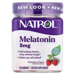 Natrol, жевательная добавка с мелатонином, со вкусом клубники, 5 мг, 90 жевательных таблеток