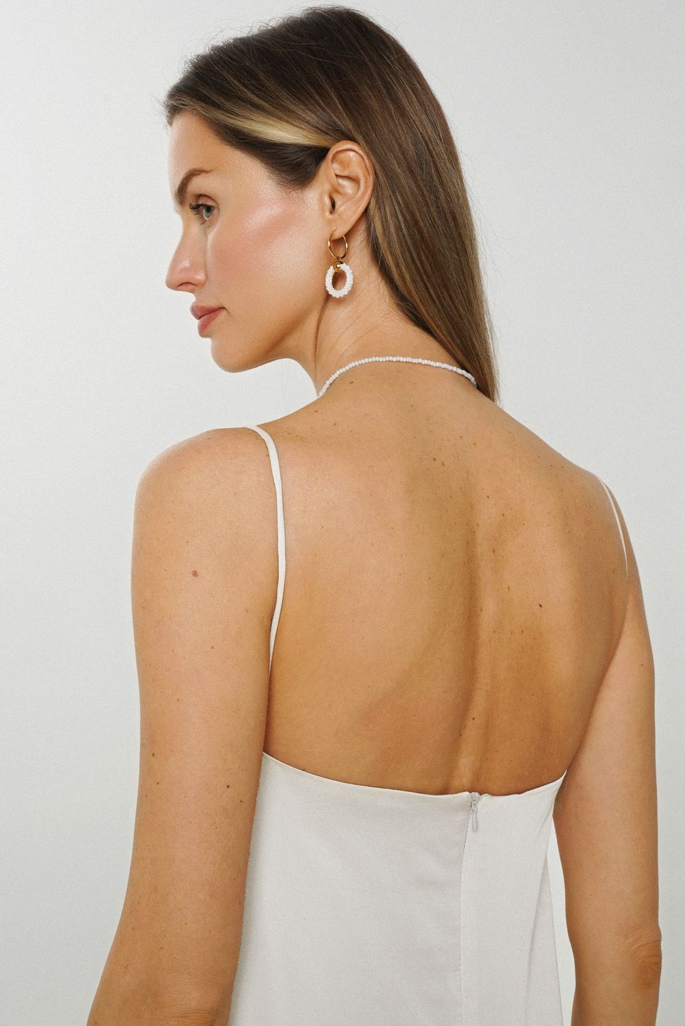 Платье-комбинация Alexandra Talalay А-силуэта AD044 белое