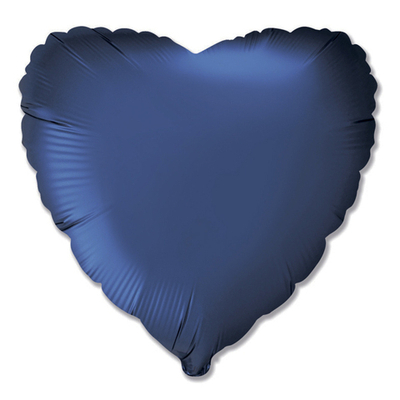 F 18"/46 см Сердце Темно-синий сатин / Satin Navy blue,