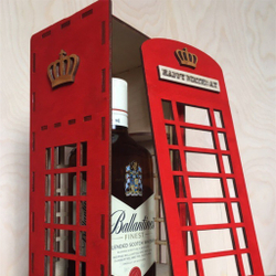 Коробка из фанеры Телефонная будка для алкоголя Ballantines 1 л