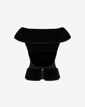 Топ из костюмной ткани с мехом