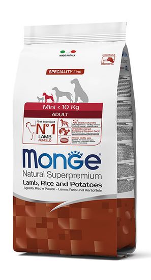 Сухой корм Monge Dog Speciality Line Monoprotein Mini корм для взрослых собак мелких пород ягненок с рисом и картофелем 2.5 кг