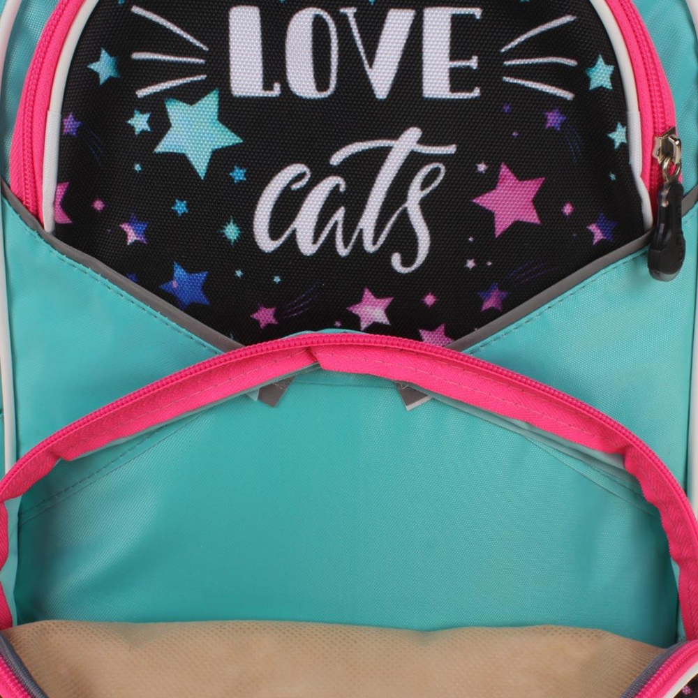 Ранец школьный Антошка ОРТ 37*26*13см, анатом. спинкой, 1 отдел, 2 кармана, 2 боковых кармана "Кот"