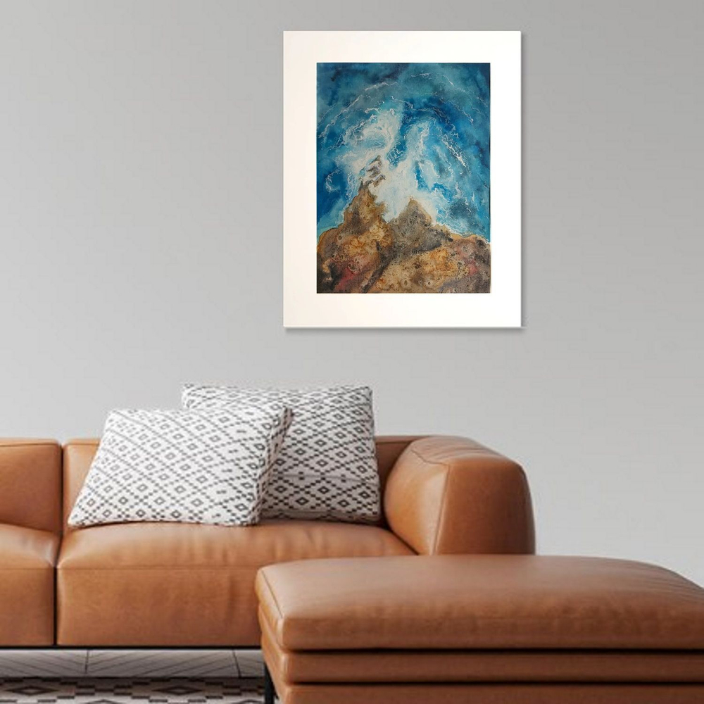 Картина авторская акварельная в паспарту 40х50 см на стену для интерьера "На краю "