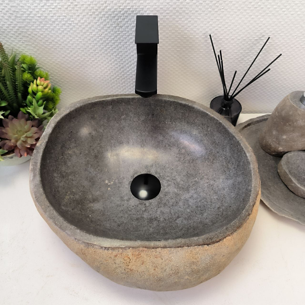 Раковина из речного камня RS-64113 (42*40*15) 0122