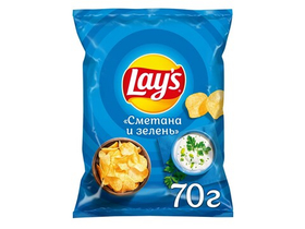 Чипсы LAYS СМЕТАНА/ЗЕЛЕНЬ 70 гр