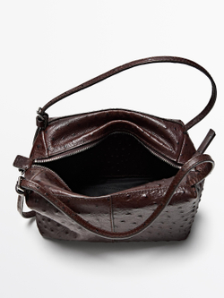 Massimo Dutti Мини-сумка из фактурной кожи, коричневый