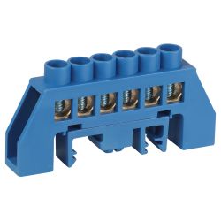 Шина ЭРА NO-224-109 N ноль в комбинированном изоляторе на DIN-рейку ШНИ-8х12-6-Д-синий | Шины N, PE, PEN
