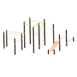 Спортивный комплекс №106, кольца, турники, брусья, шведская стенка, скамья, 6180*5500*2700 мм., D=89 мм.