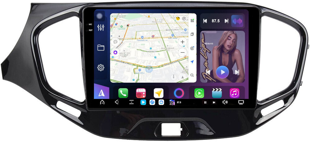 Магнитола для Lada Vesta 2015-2022, Vesta Cross - FarCar GX1205M монитор 9.5" 2K QLED на Android 14, TS20, 6+128Гб, CarPlay, 4G SIM-слот