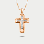 Крест женский православный из розового золота 585 пробы без вставок (арт. 080535)