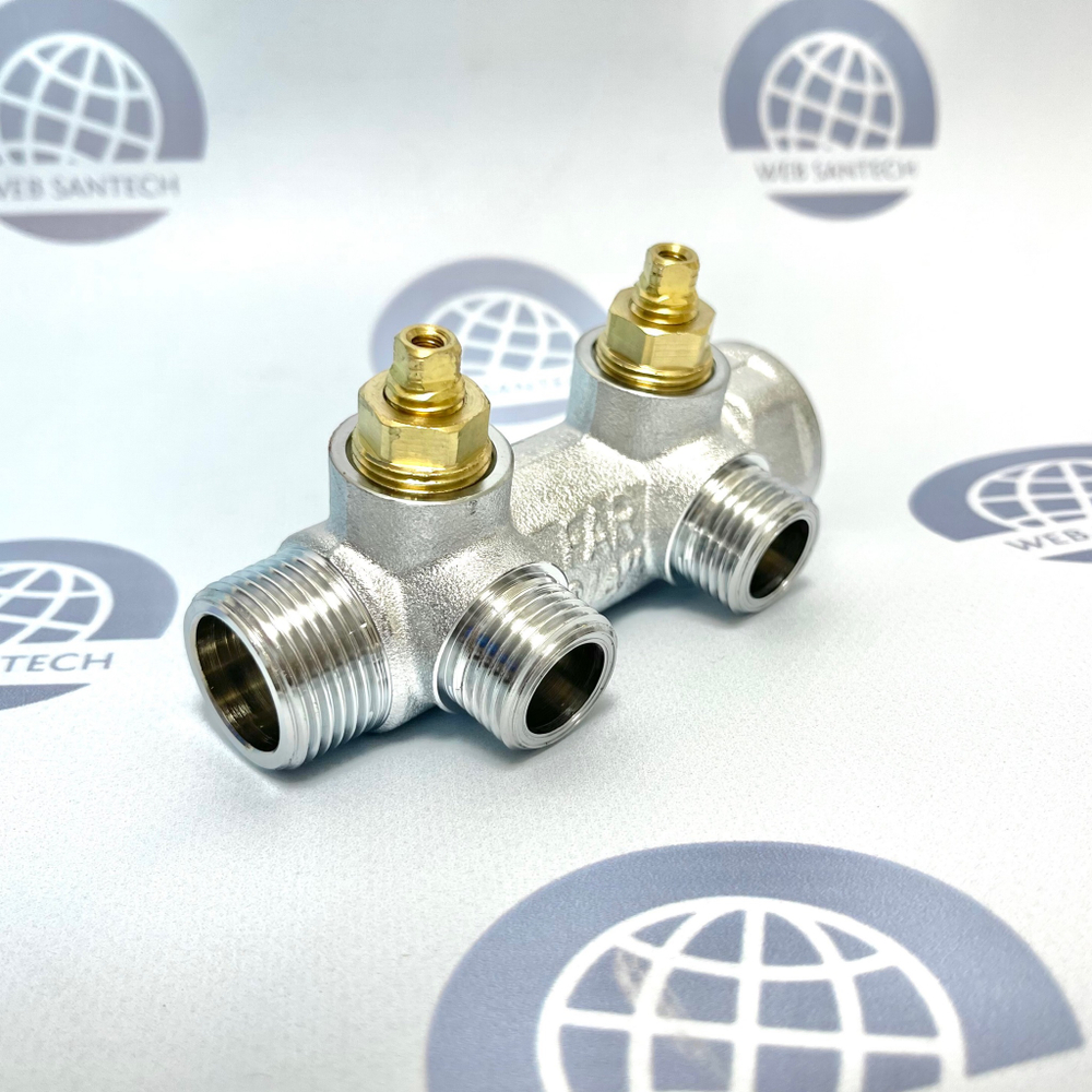 Коллектор FAR 3/4" на два отвода 1/2" под плоское уплотнение